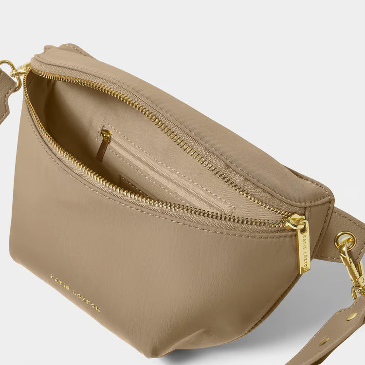 Nylon Luxe Belt Bag Taupe