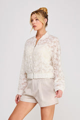Jacquard Semi-Sheer Jacket Off White