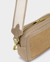 Avery Raffia Small Crossbody Bag Light Taupe