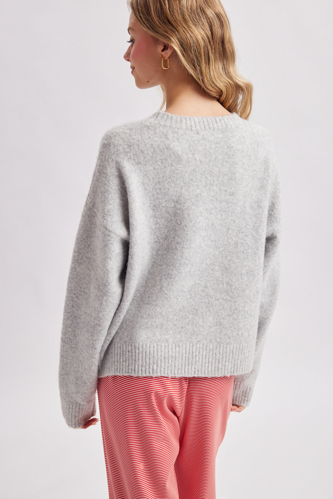 Deer Graphic Knit Sweater Heather Grey