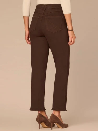 Ab Solution High Rise Slim Clean Hem Straight Pants Brown