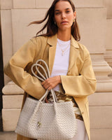 Nova Woven Small Shoulder Tote Oyster