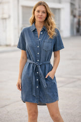 Dover Short Sleeve Dress Indigo