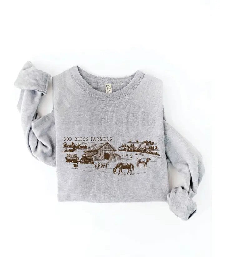 God Bless Farmers Graphic Sweatshirt