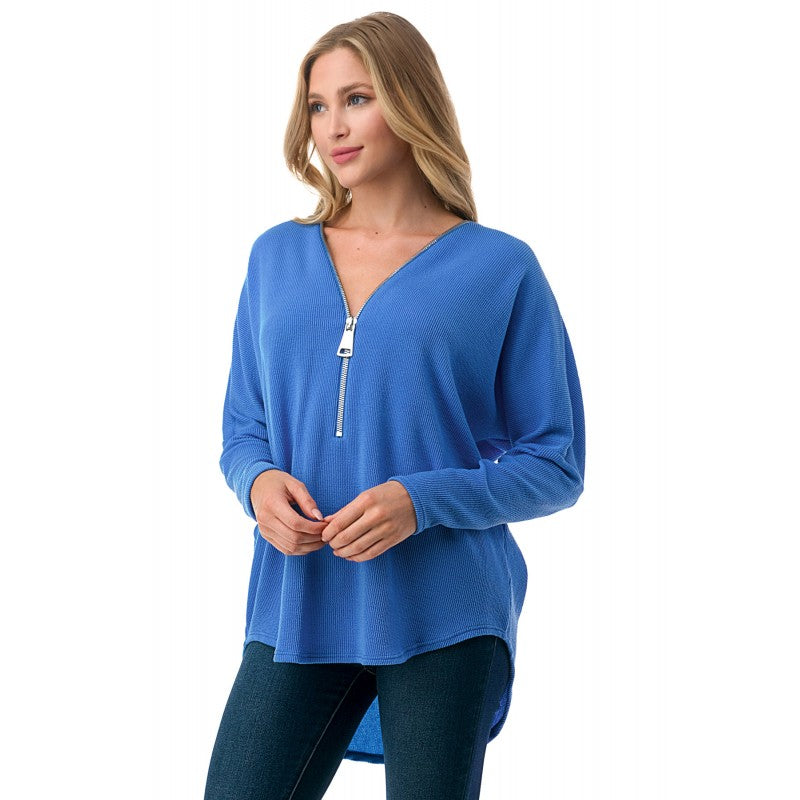 Dolman Zipper Top Blue Mini Rib