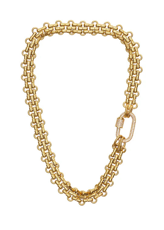 Pave Carabiner Necklace - 17"