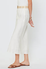 Raffia Belt Linen Blend Maxi Skirt White