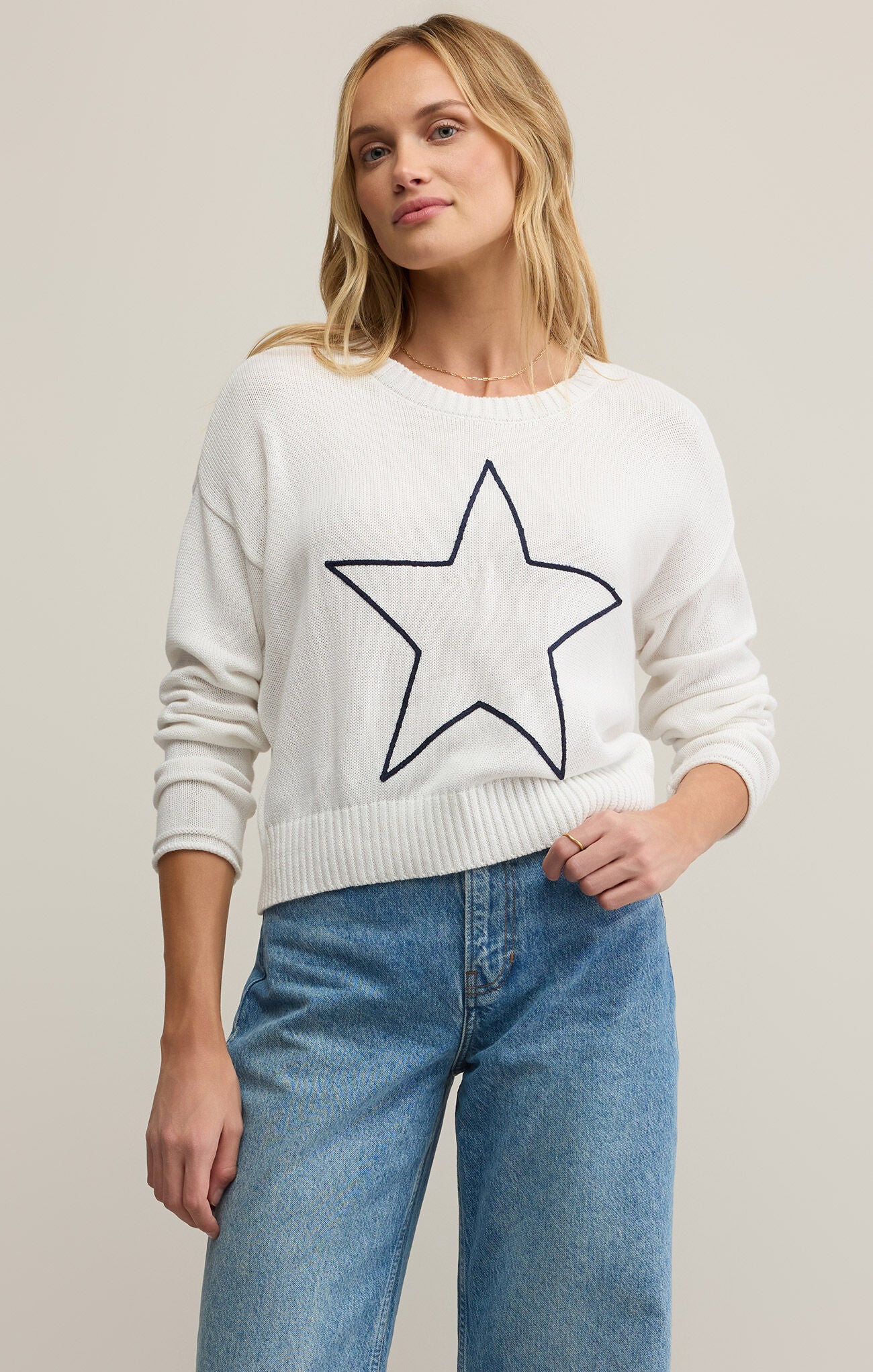 Sienna Lucky Star Sweater White