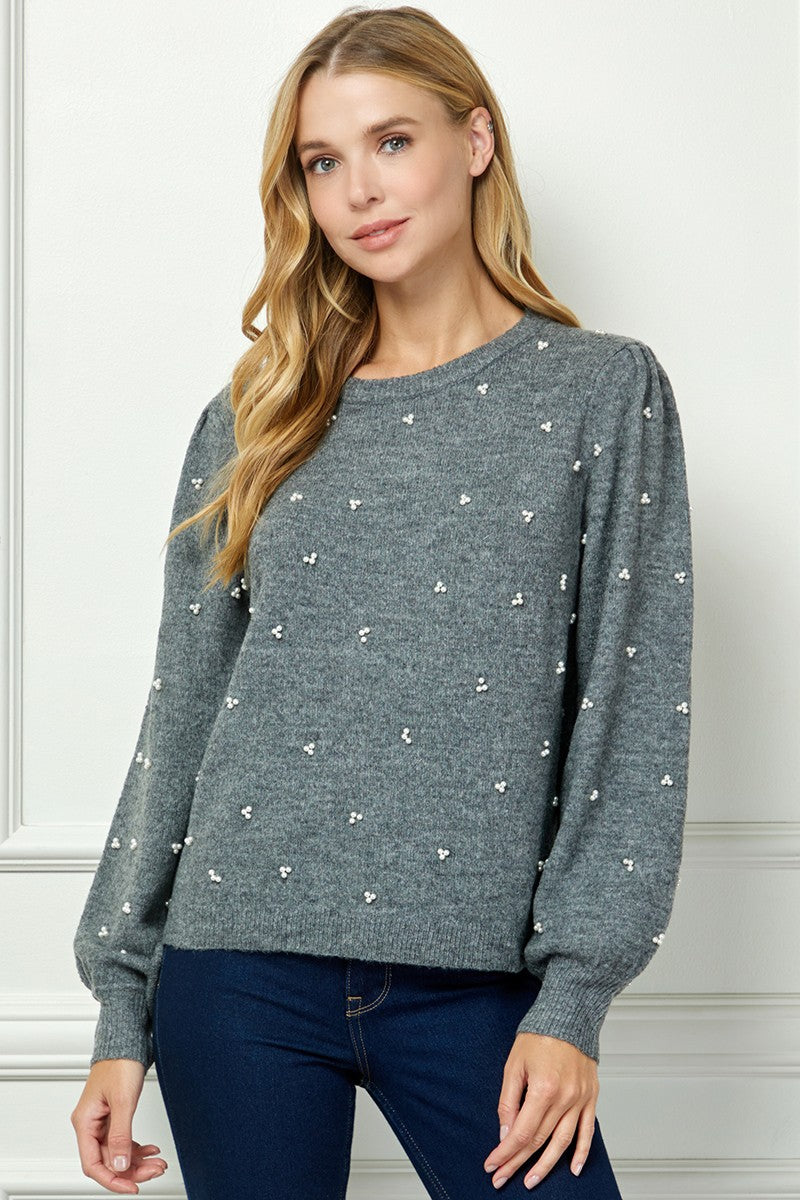 Pearl Clusters Sweater Grey