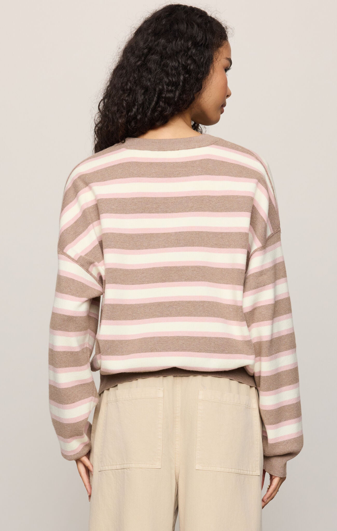 Take It Easy Striped Sweater Heather Ash