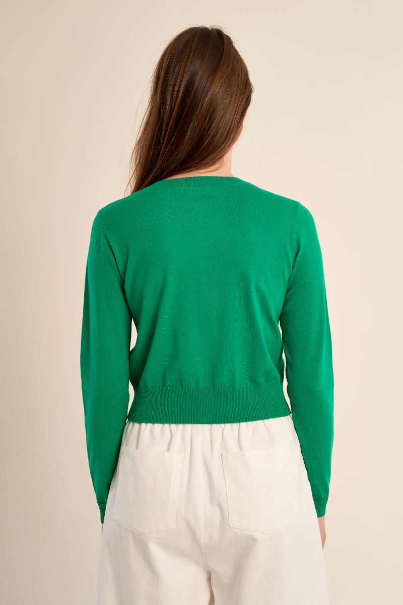Heart Button Cardigan Green