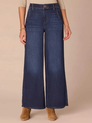 Ab Solution Skyrise Tulip Hem Wide Leg Jeans Indigo