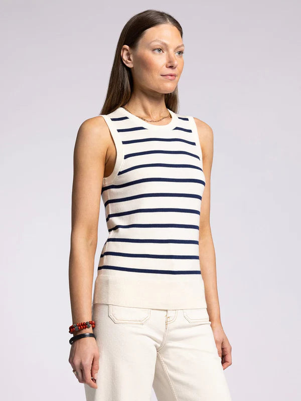 Elsa Tank Ivory + Navy