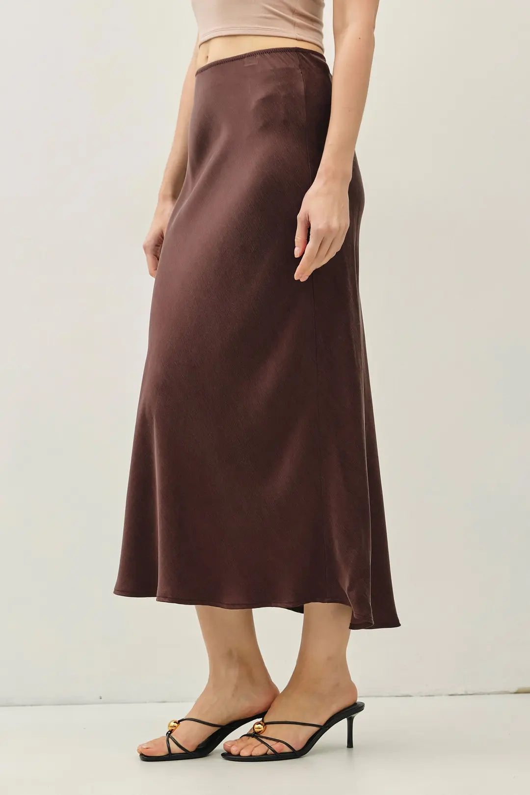 Sueded Flowy Midi Skirt
