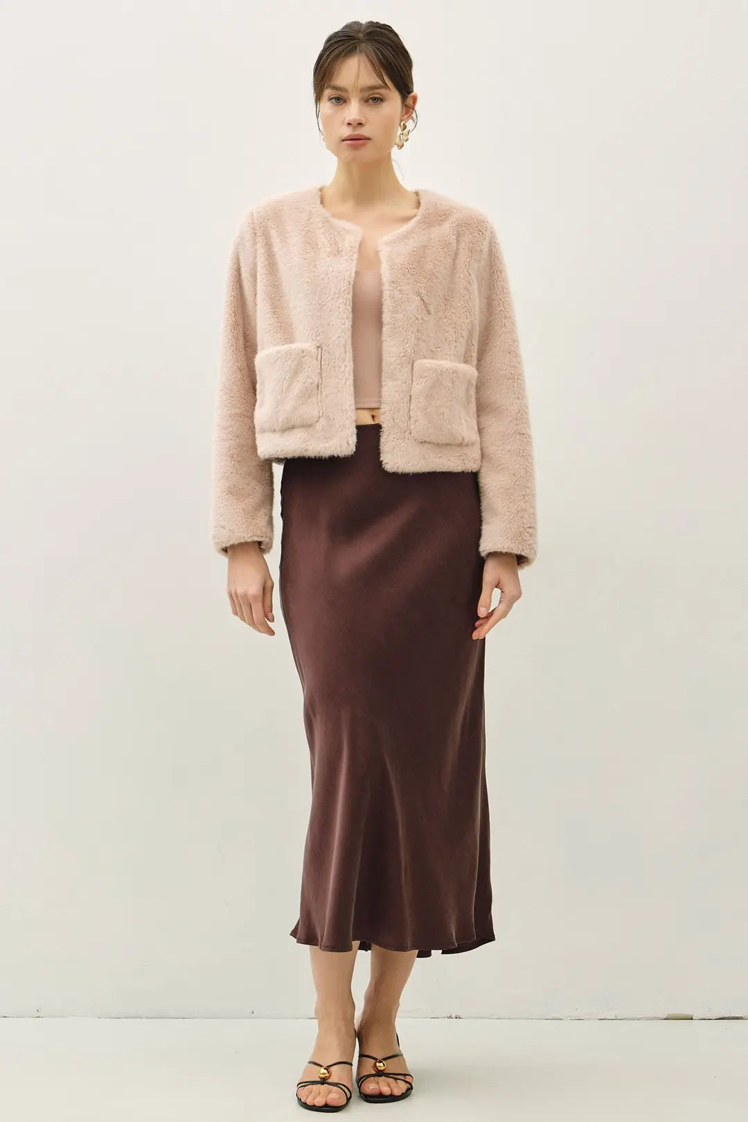 Sueded Flowy Midi Skirt