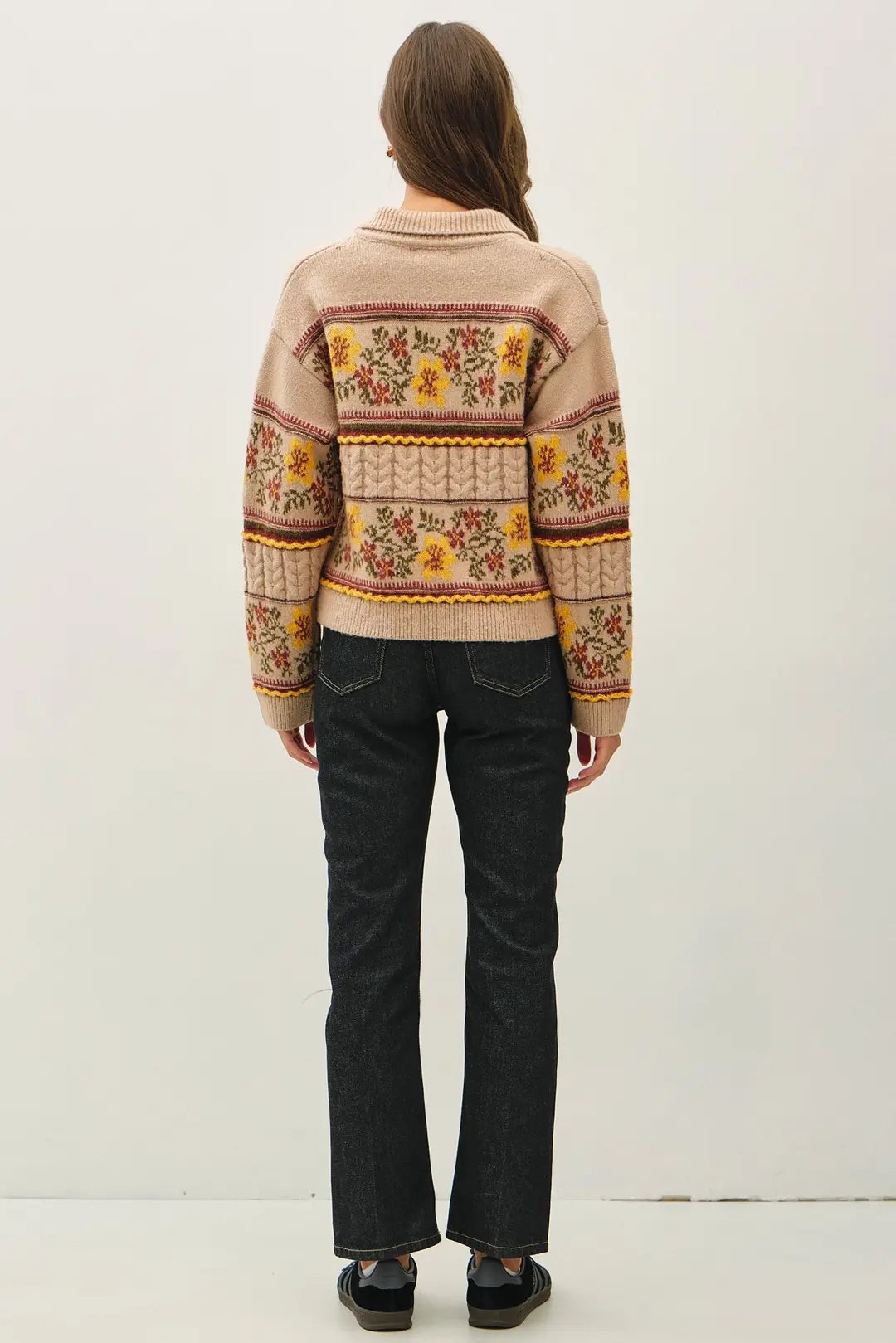 Floral Print Western Polo Cardigan