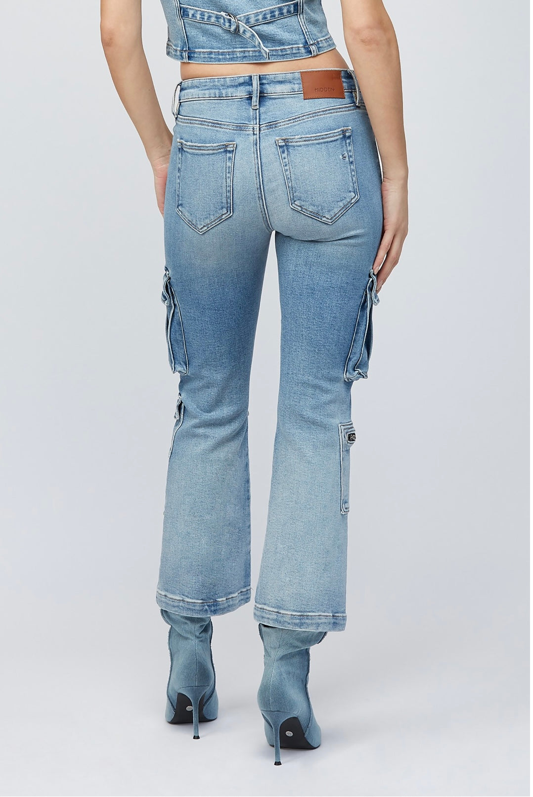 27" Inseam Cargo Flare Medium Blue