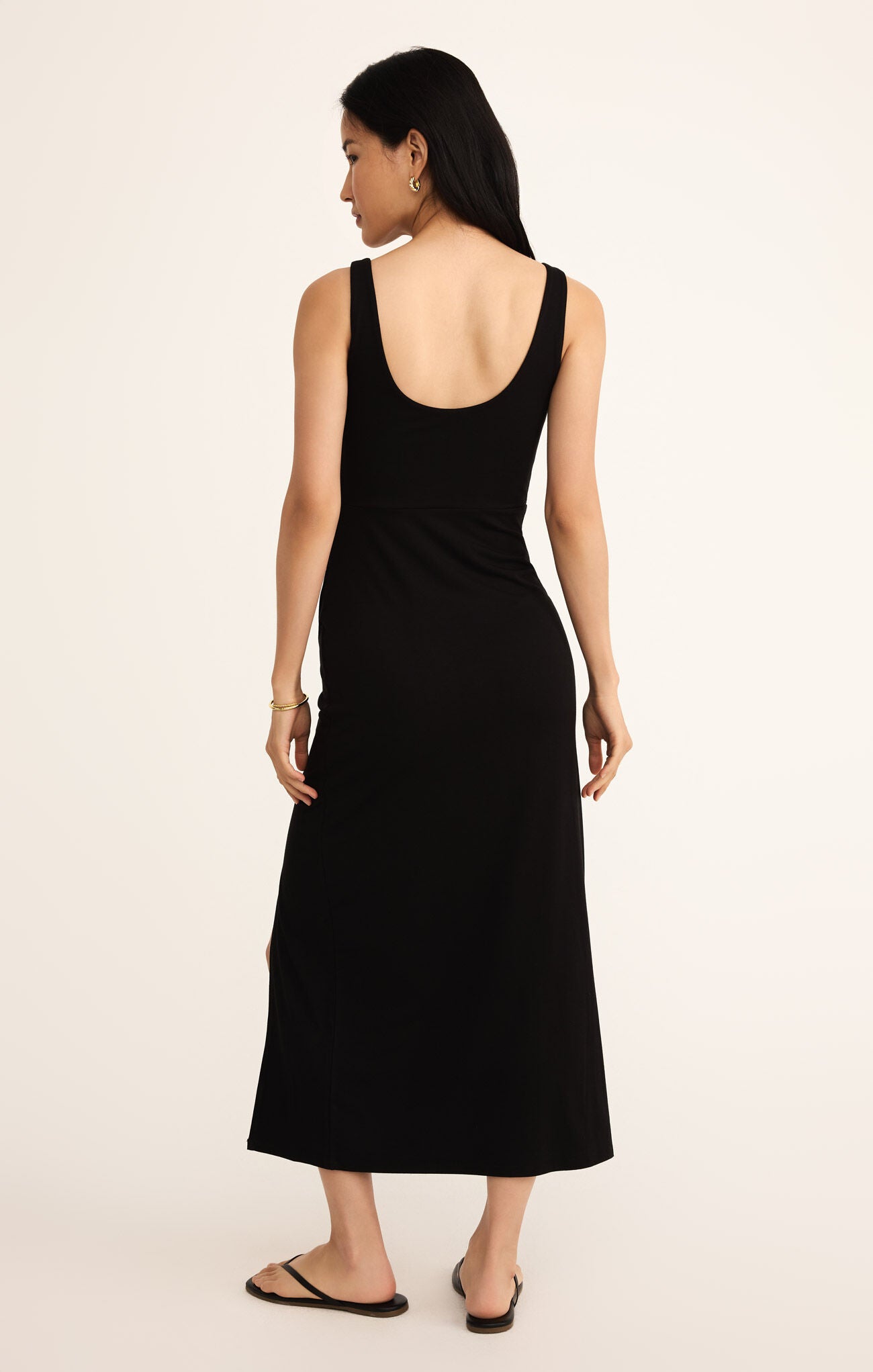 Valencia Solid Midi Dress Black