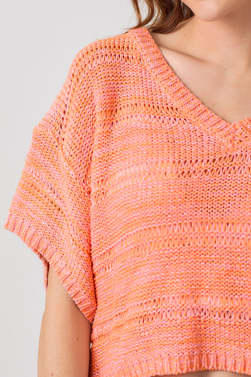 Melange Relaxed Pullover Sweater Sun Blush