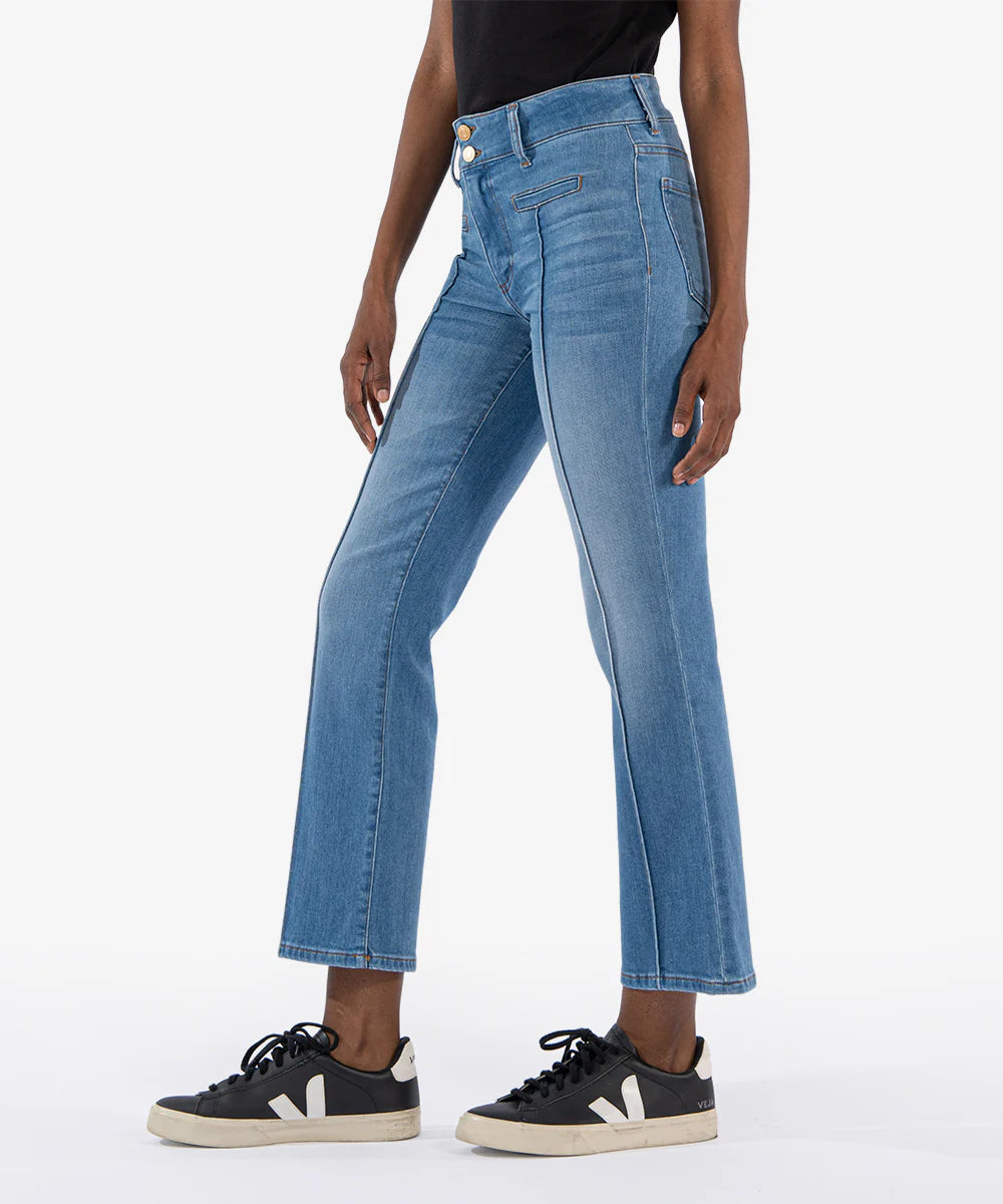 Kelsey Welt Pocket Front Seam High Rise Ankle Flare Quality