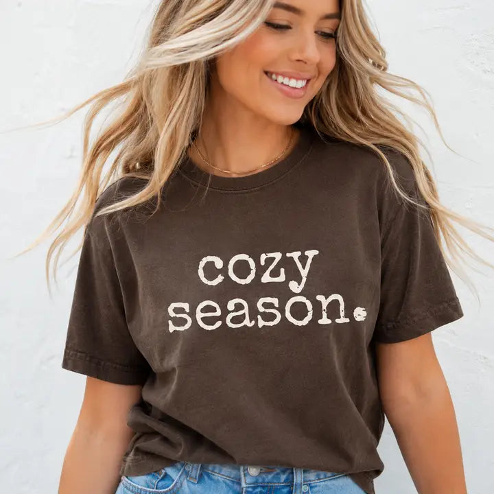 Cozy Season Typewriter Tee Coffee