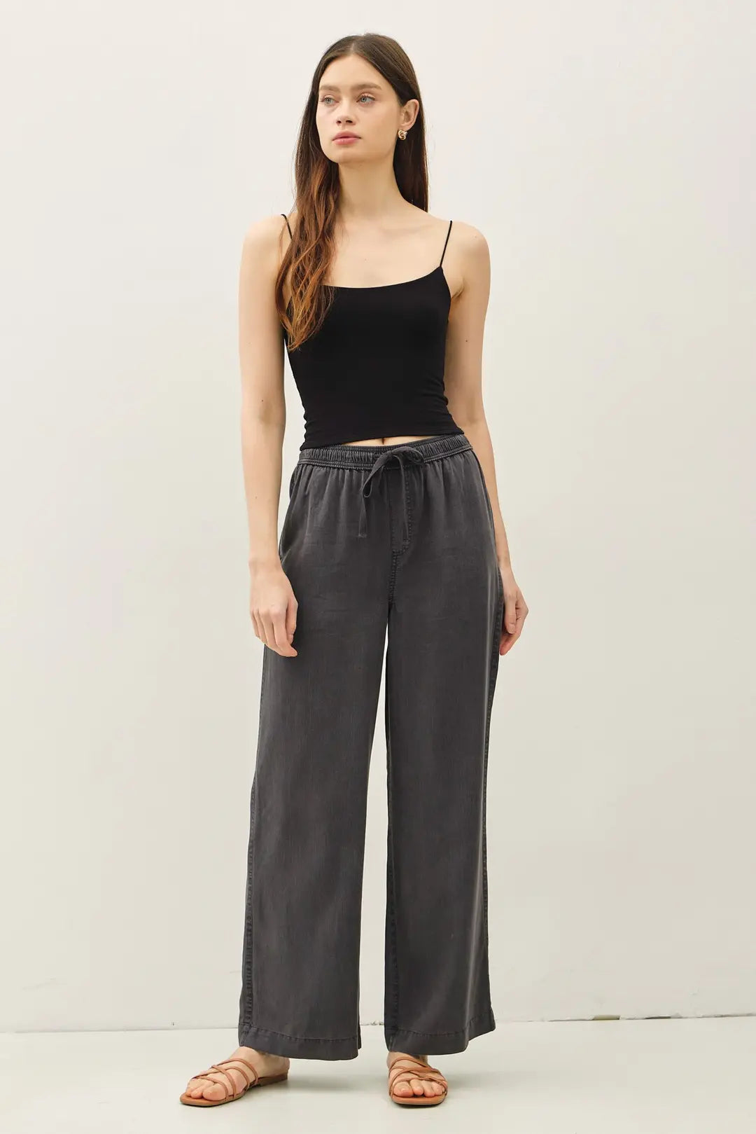 Tencel Wide Leg Pants Charcoal