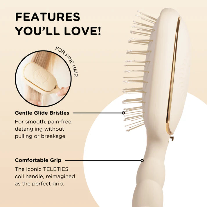 Teleties Hair Brush Tan Detangler - Fine Hair