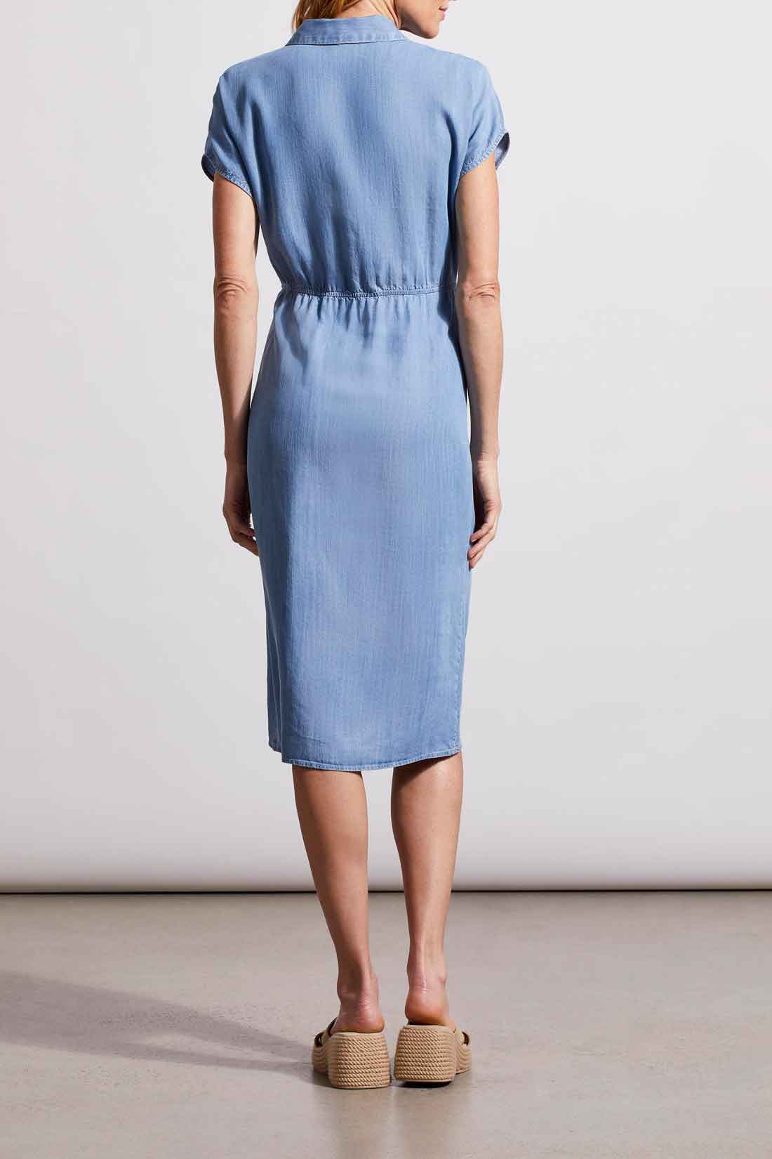 Tencel Tie Wrap Midi Shirt Dress Tide Blue