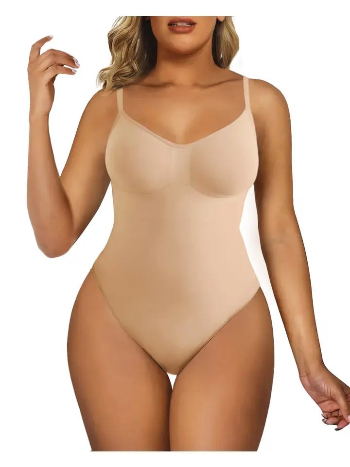 SHAPERX Tummy Control Shaperwear Butt Lift Seamless Bodysuit Beige