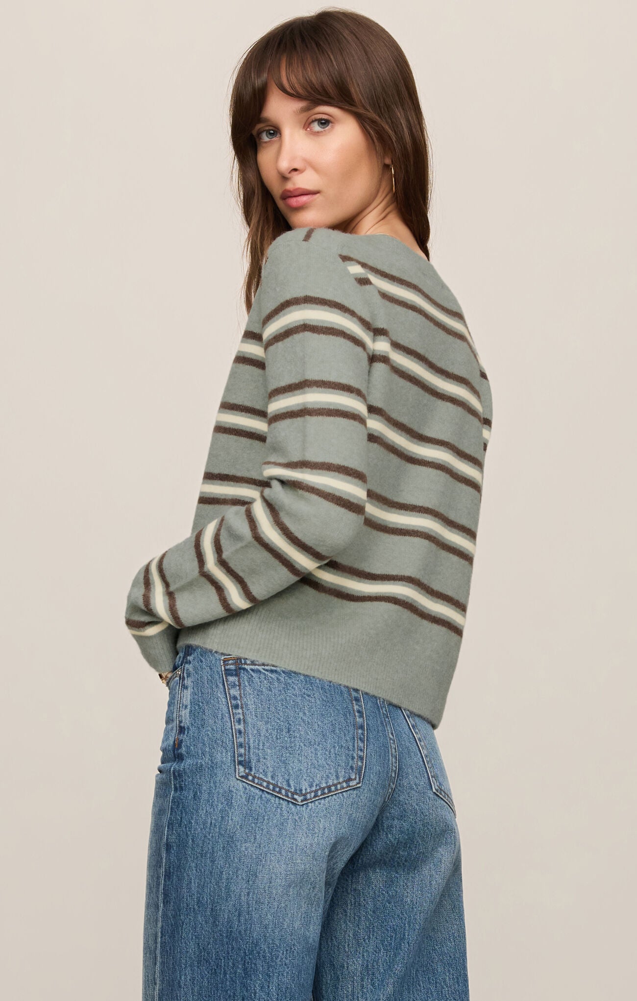 Medina Stripe Cardigan Aqua Cloud