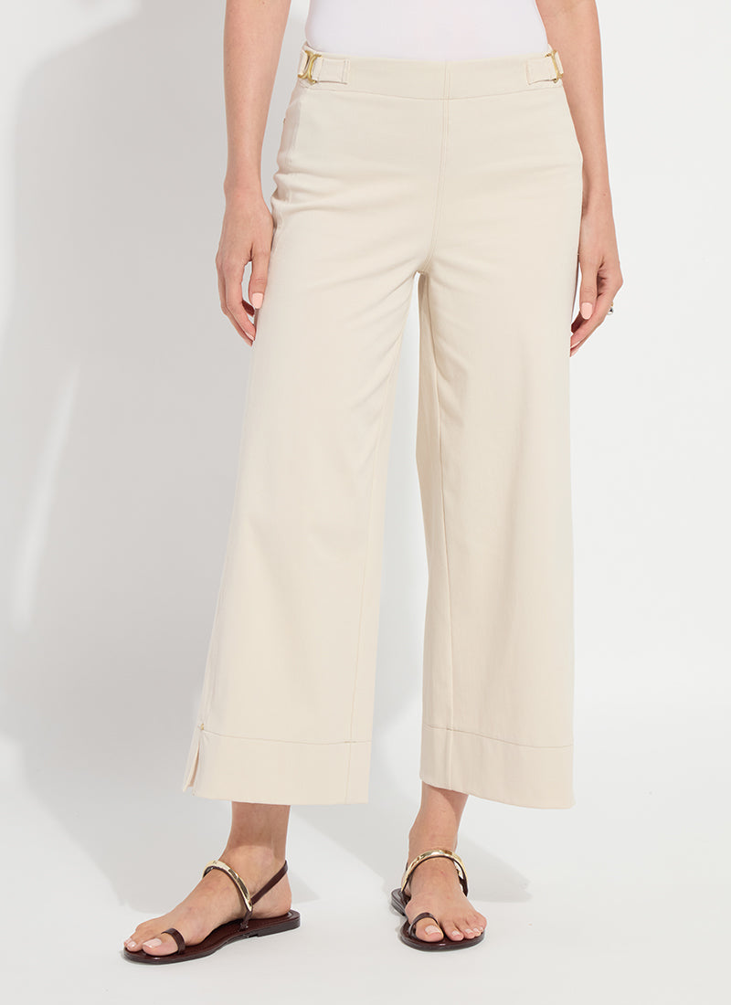 Nylah Detail Wide Leg Crop Pants Crisp Chino