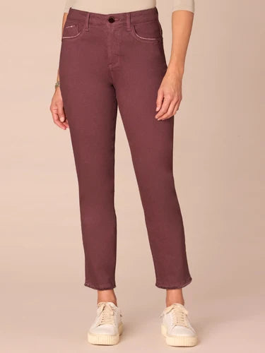 Ab Solution High Rise Slim Clean Hem Straight Pants Fig Jam