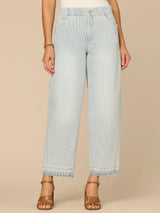 Skyrise Relaxed Barrel Leg Released Hem Jeans Powder Blue Artisanal