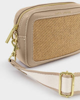 Avery Raffia Small Crossbody Bag Light Taupe