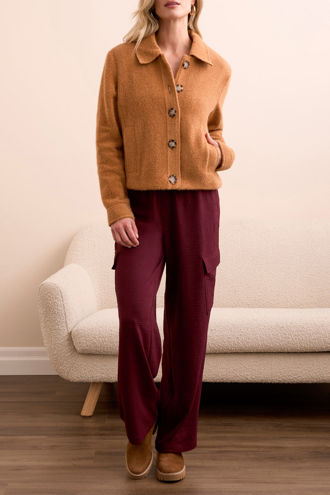 Button Front Lined Jacket Bran