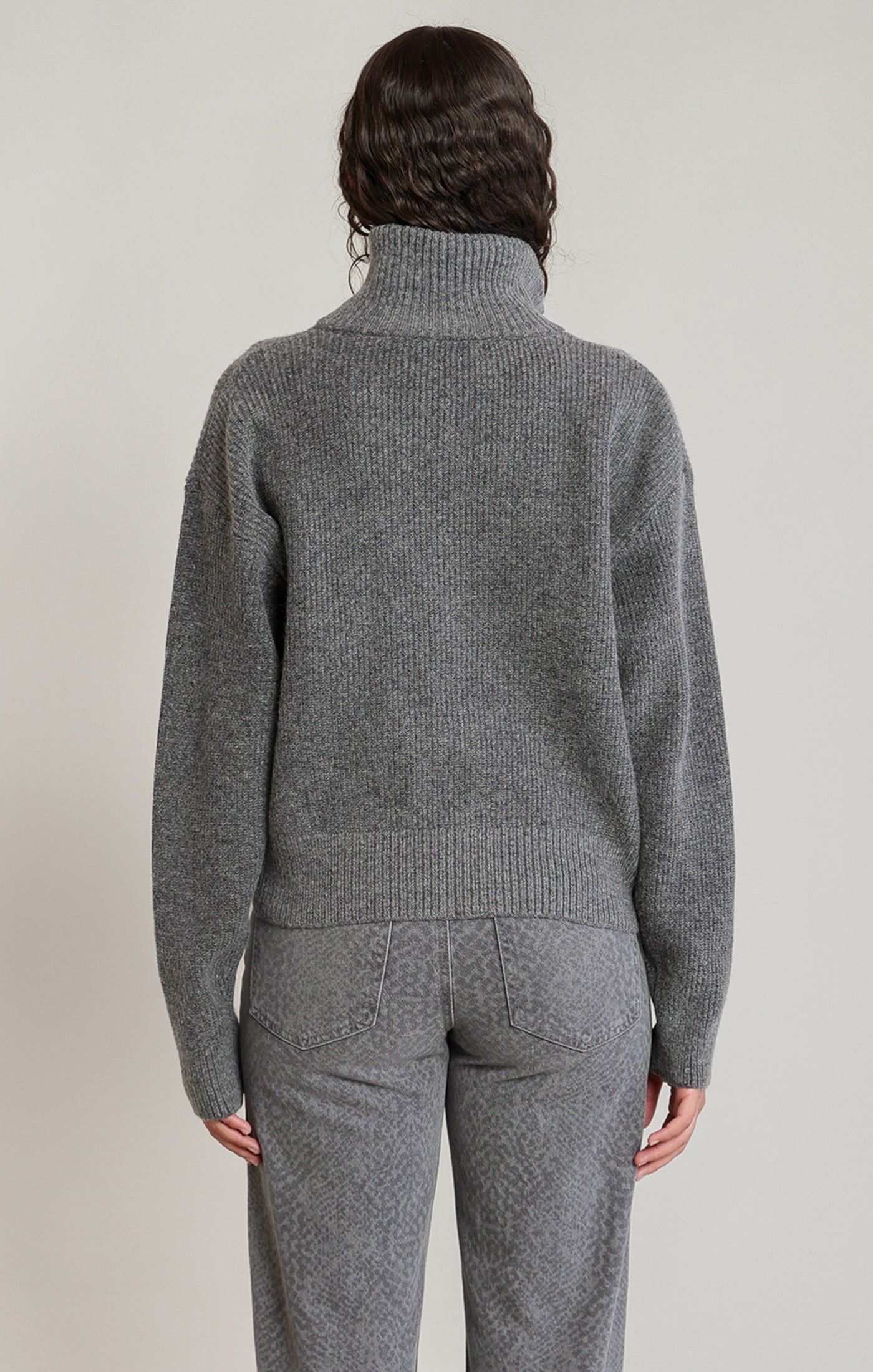 Zip Up Bomber Sweater Dark Grey Melange
