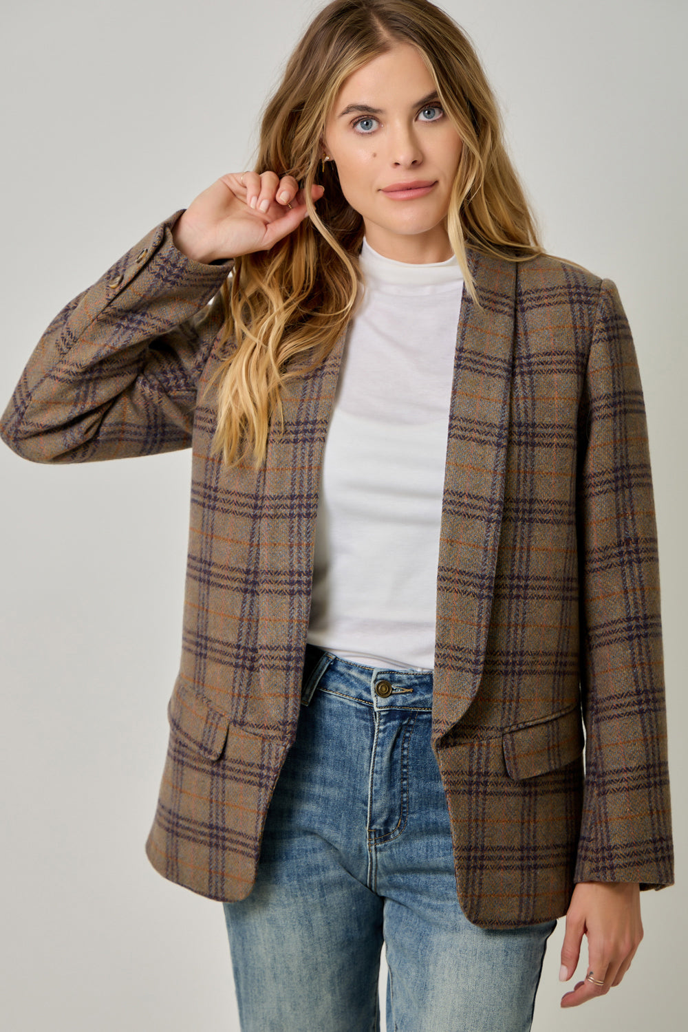 Wool Blend Winter Blazer Eggplant + Rust