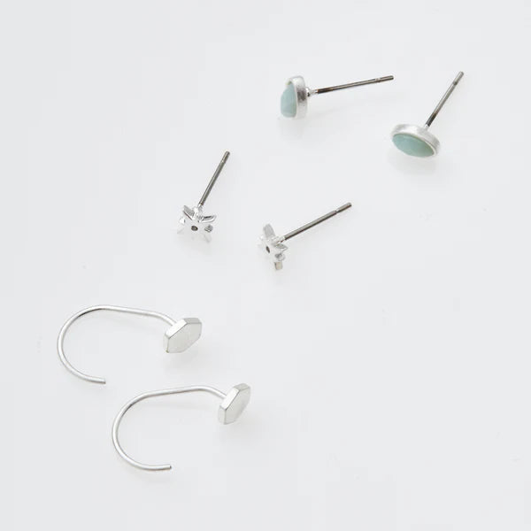 Gabby Stud Trio Silver | Amazonite