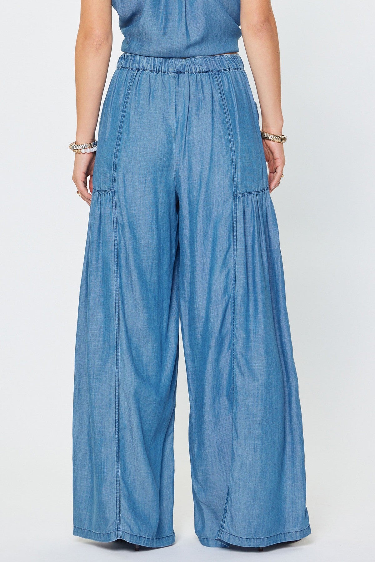 Chambray Wide Leg Palazzo Pants Chambray