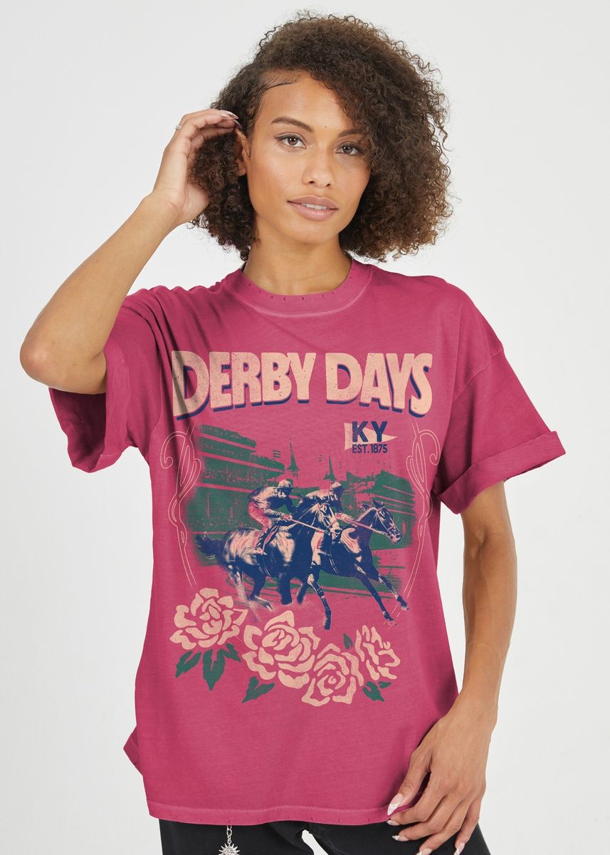 Derby Days Boyfriend Tee Dusty Rose