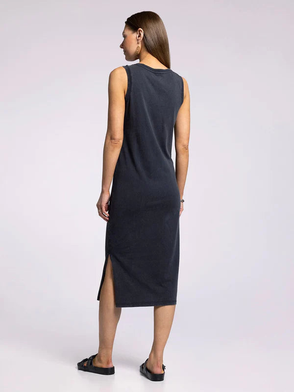 Wilfred Buttoned Sleeveless Midi Dress Black Shadow