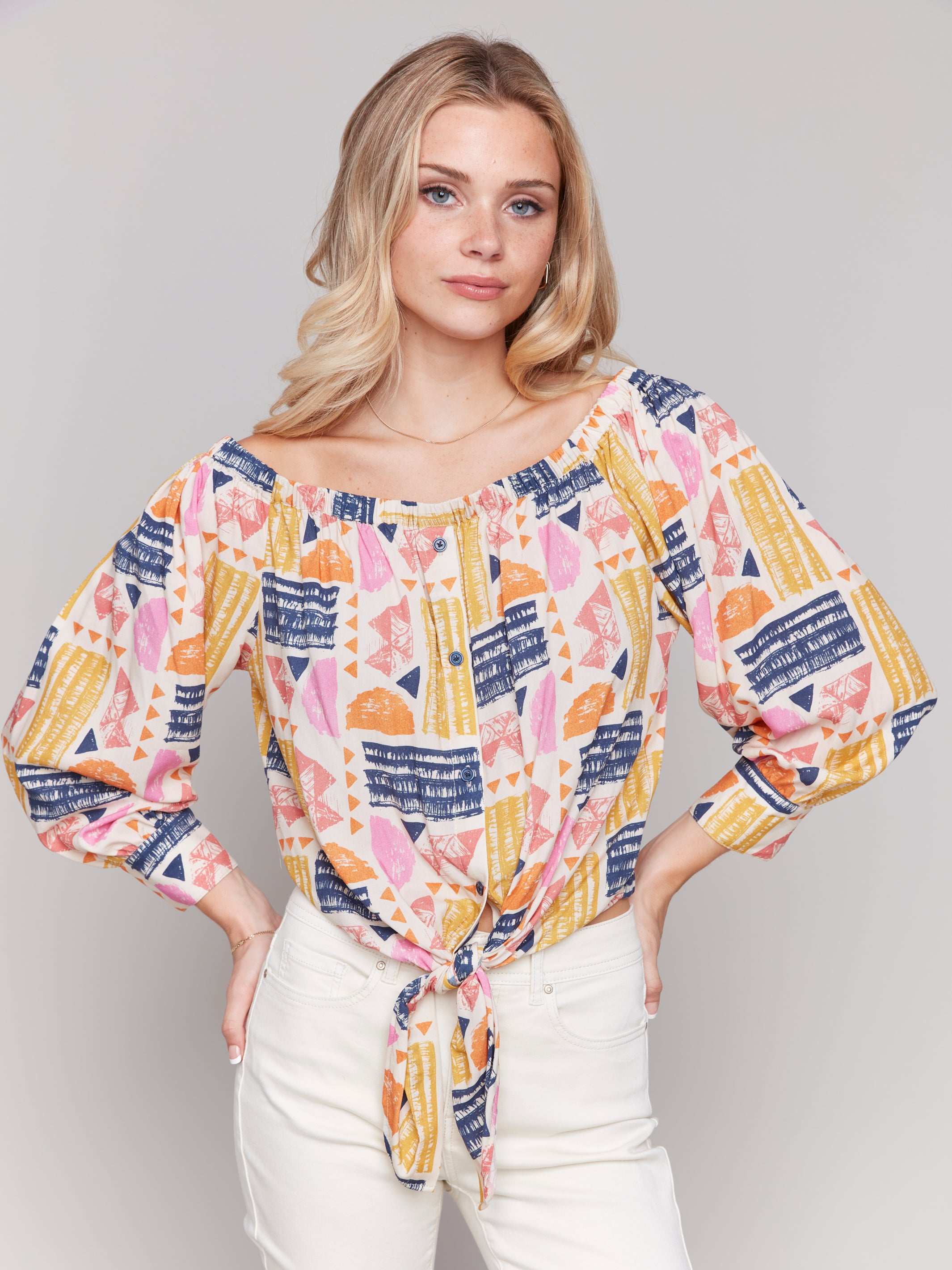 Off Shoulder Printed Blouse Batik