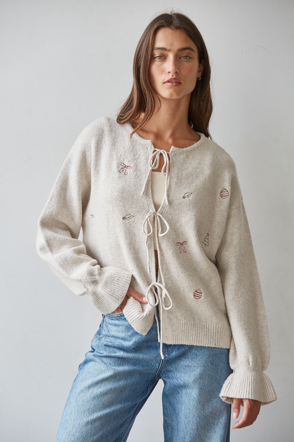 Merry Little Front Tie Cardigan