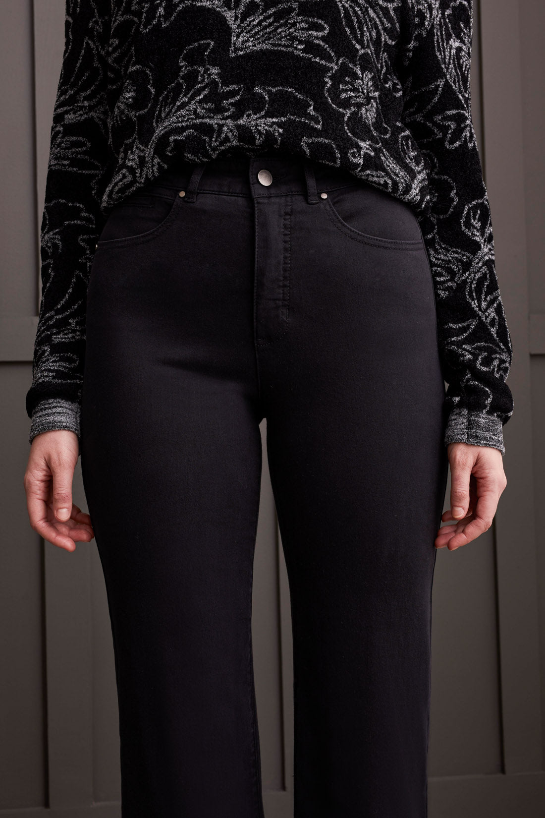 Fly Front 5 Pocket Straight Leg Pants Black
