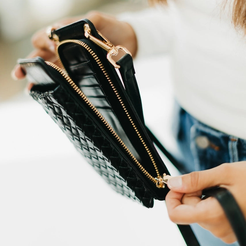 Woven Double Duty Phone Bag Black