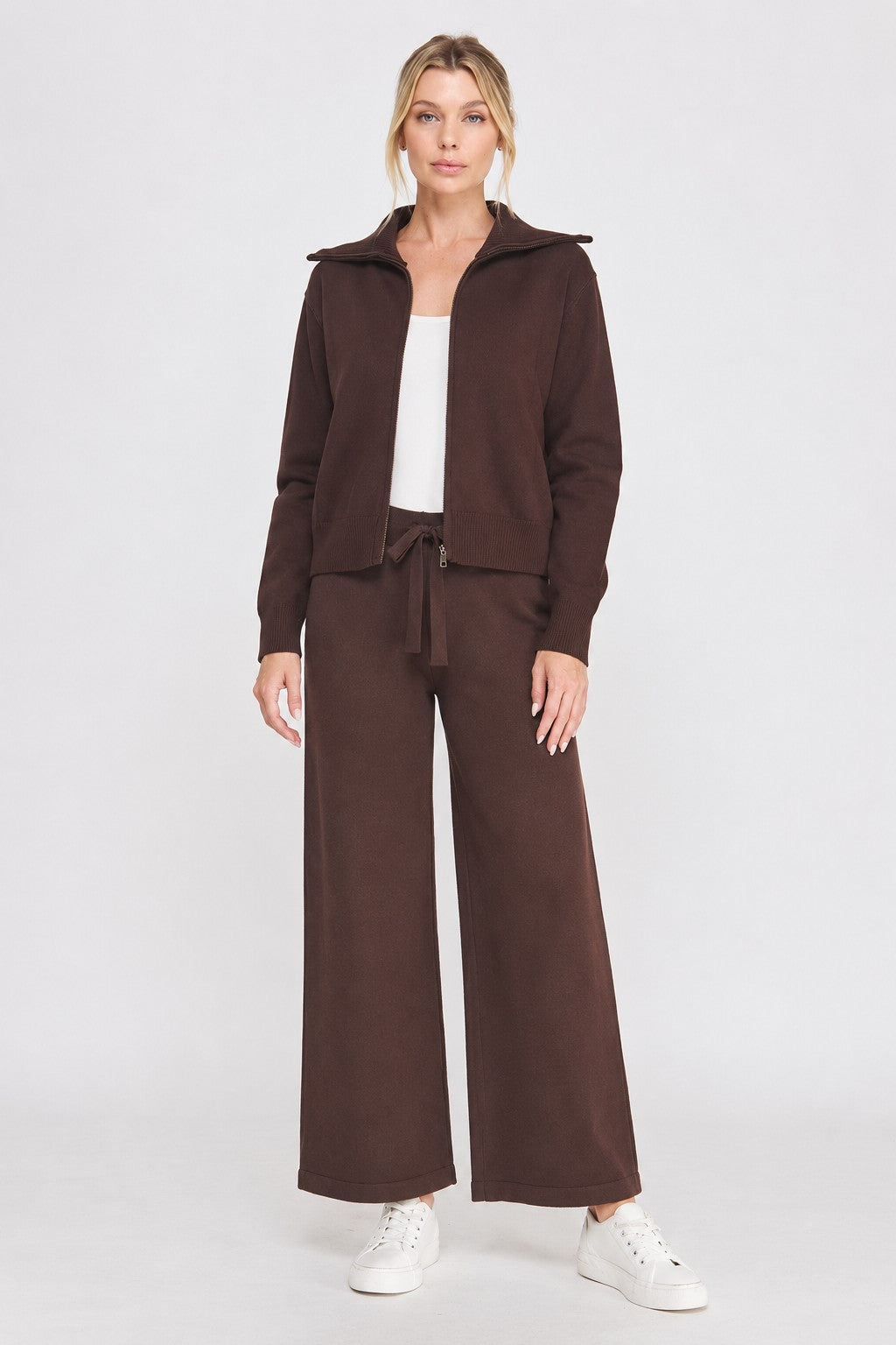 Adjustable Tie Waist Sweater Pants