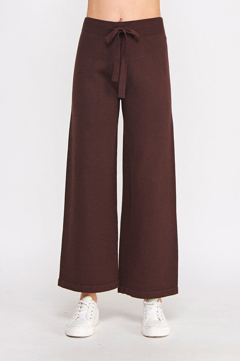 Adjustable Tie Waist Sweater Pants