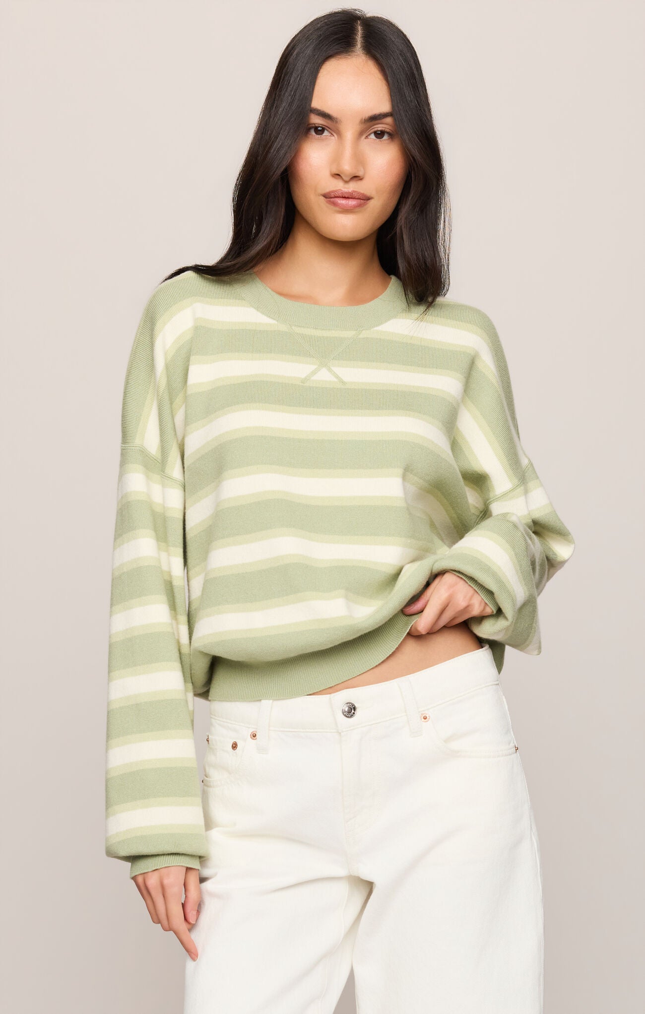 Take It Easy Striped Sweater Aloe