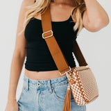 Willow Woven Camera Crossbody Bag Checkered Brown
