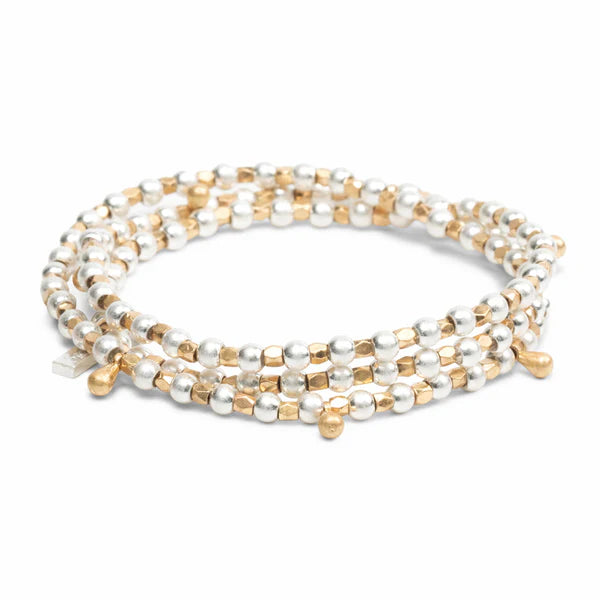 Multiwear Metal Beaded Wrap Classic | Teardrop Gold & Silver
